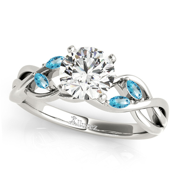 Twisted Round Blue Topazes & Diamonds Bridal Sets Platinum (1.73ct)
