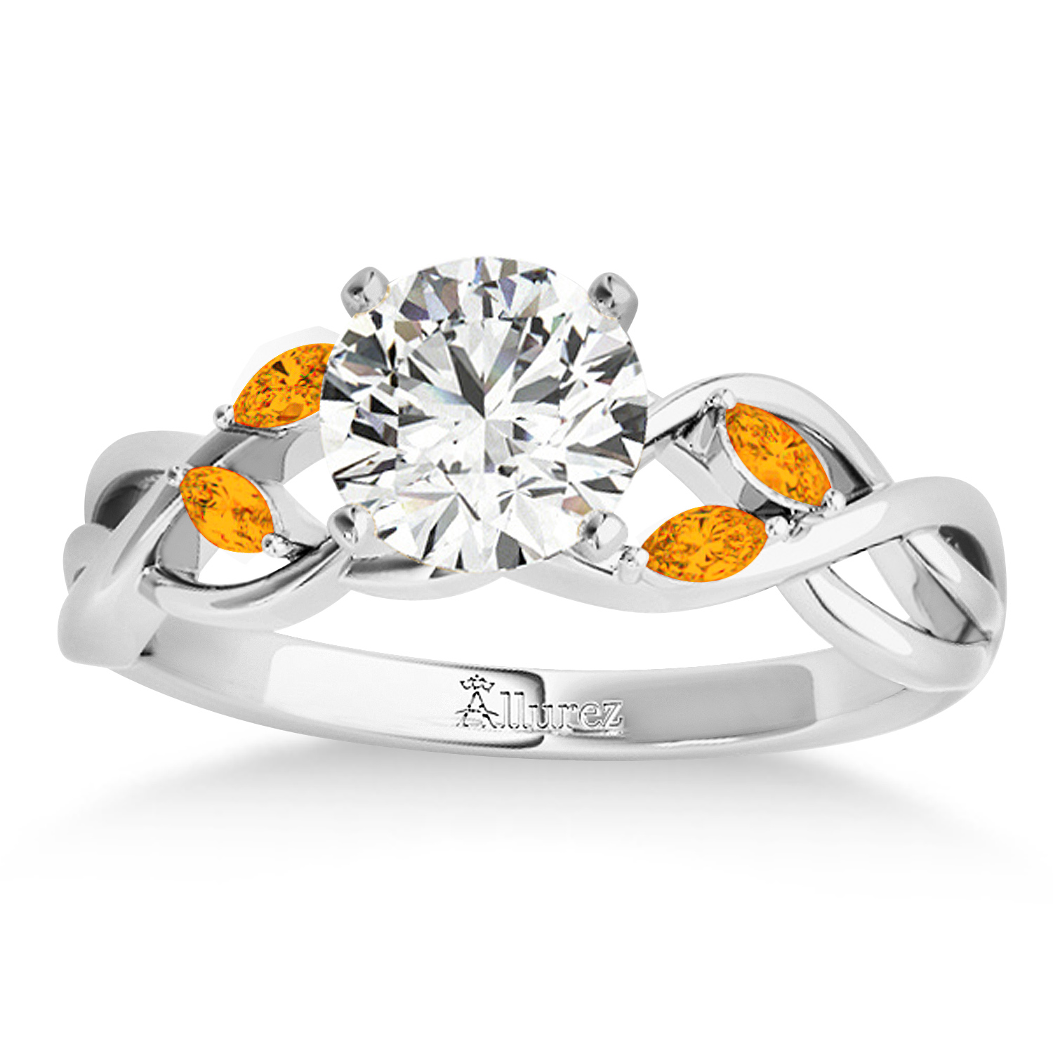 Marquise Citrine & Diamond Bridal Set Setting Palladium (0.43ct)