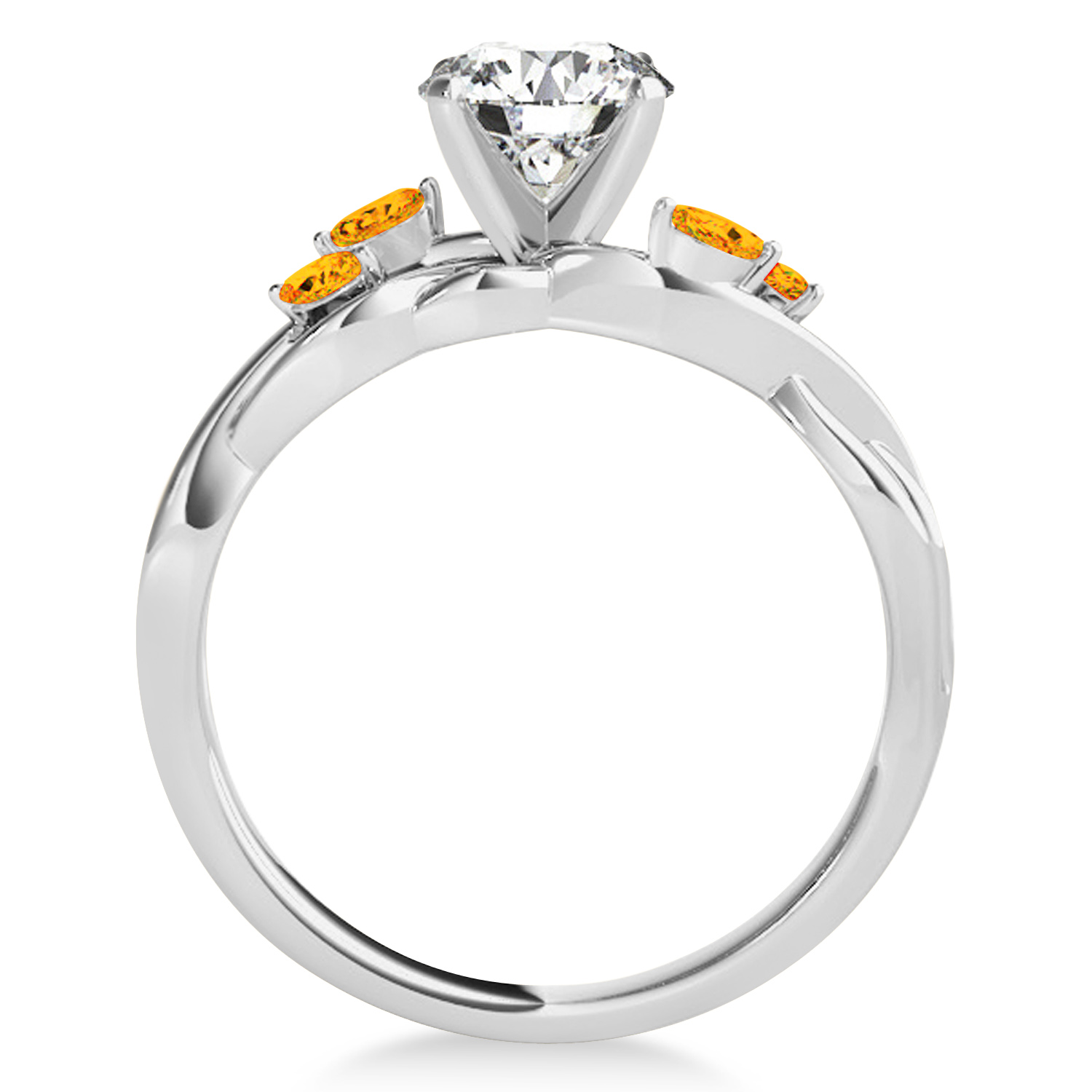 Marquise Citrine & Diamond Bridal Set Setting Palladium (0.43ct)