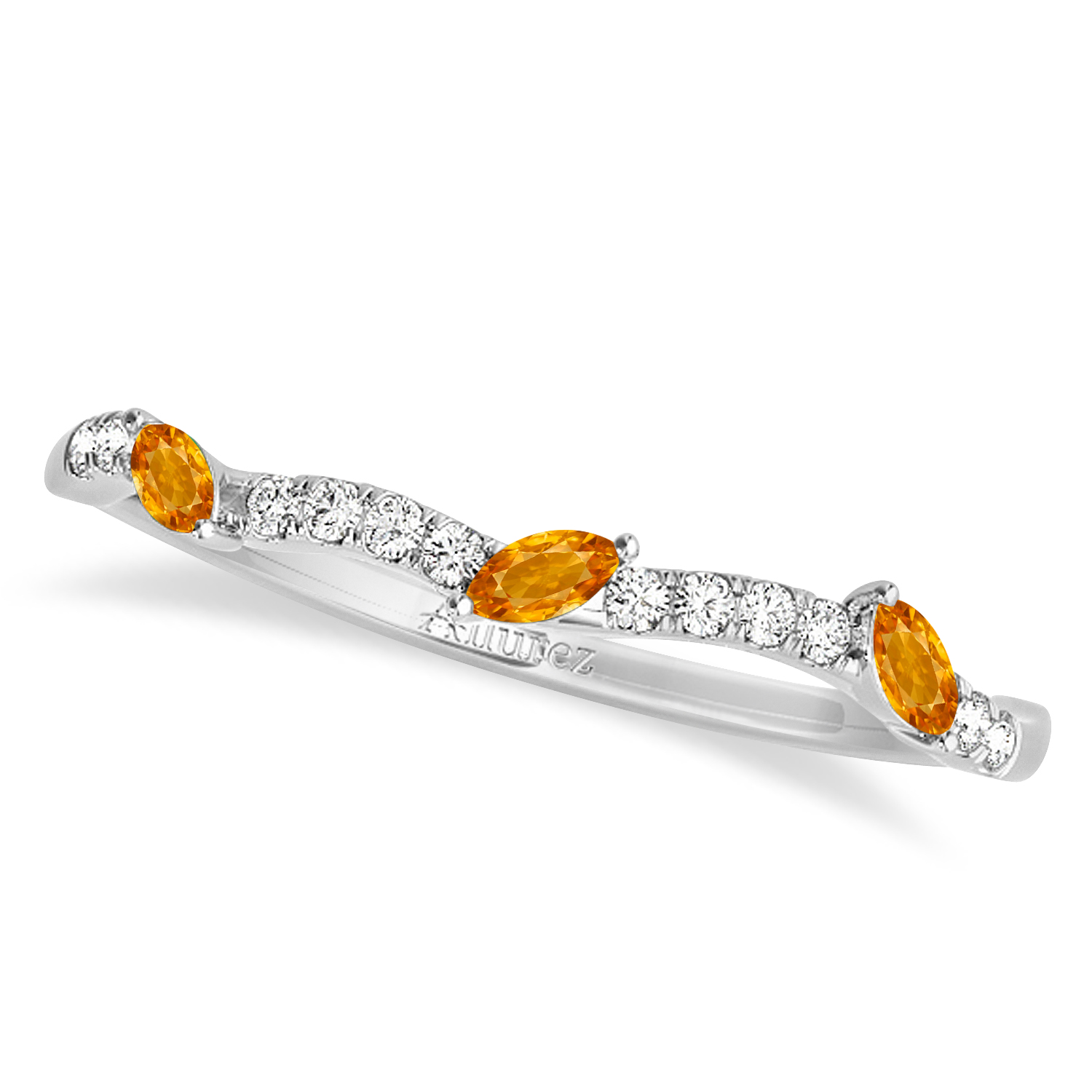 Marquise Citrine & Diamond Bridal Set Setting Palladium (0.43ct)