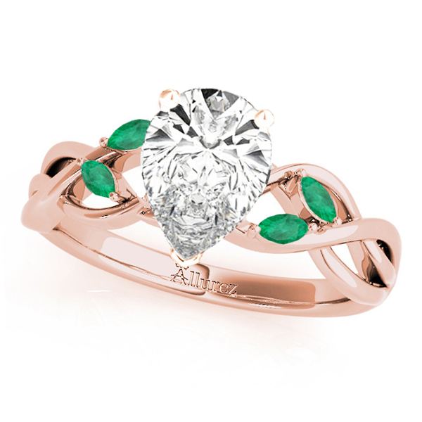 Twisted Pear Emeralds & Diamonds Bridal Sets 14k Rose Gold (1.23ct)