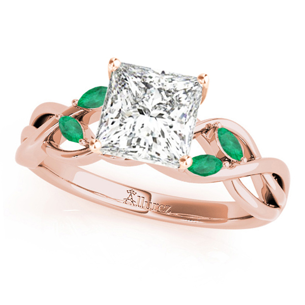 Twisted Princess Emeralds & Diamonds Bridal Sets 18k Rose Gold (1.73ct)