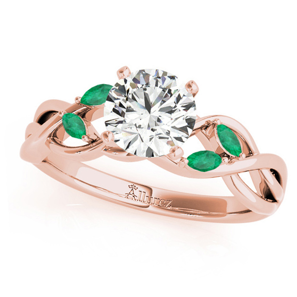 Twisted Round Emeralds & Moissanites Bridal Sets 18k Rose Gold (0.73ct)