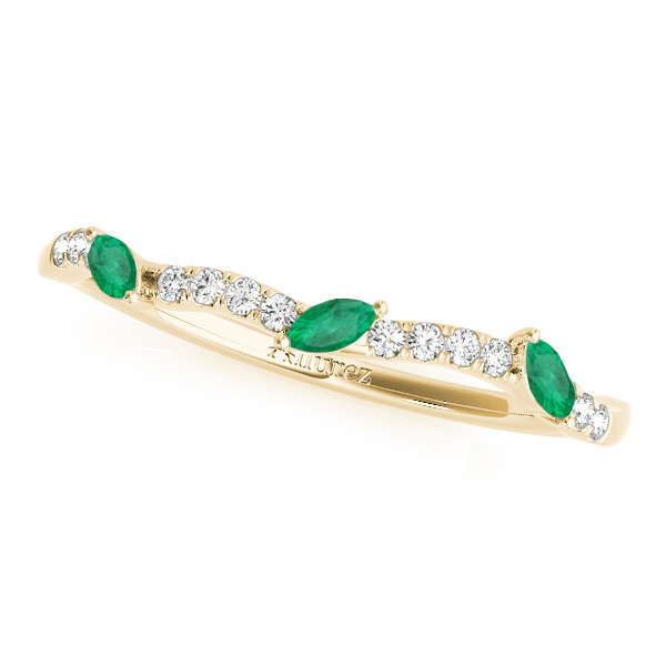 Twisted Heart Emeralds & Diamonds Bridal Sets 18k Yellow Gold (1.23ct)