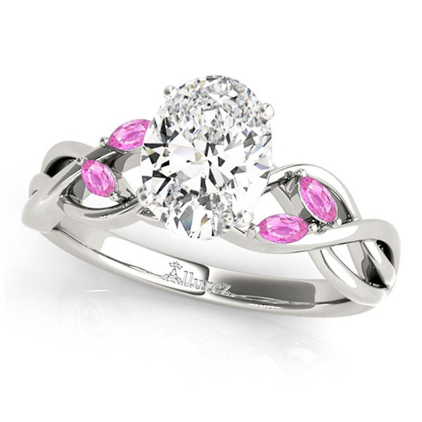 Twisted Oval Pink Sapphires & Diamonds Bridal Sets 14k White Gold (1.73ct)