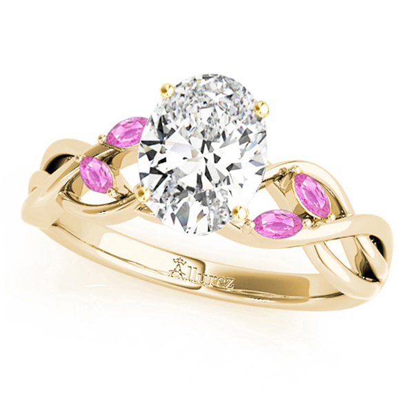 Twisted Oval Pink Sapphires & Diamonds Bridal Sets 14k Yellow Gold (1.23ct)