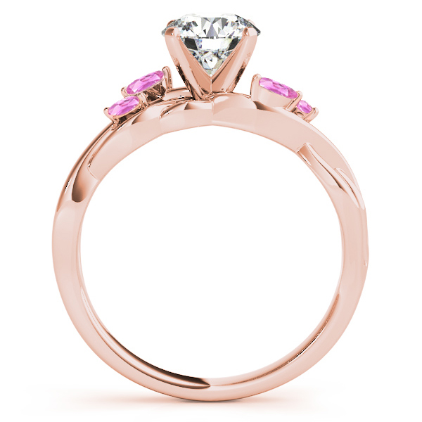 Twisted Round Pink Sapphires & Moissanites Bridal Sets 18k Rose Gold (1.23ct)