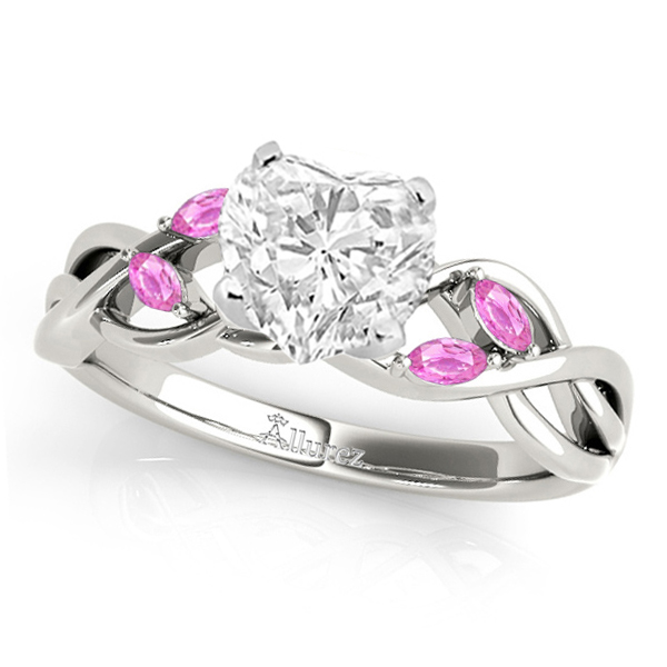 Twisted Heart Pink Sapphires & Diamonds Bridal Sets Platinum (1.23ct)