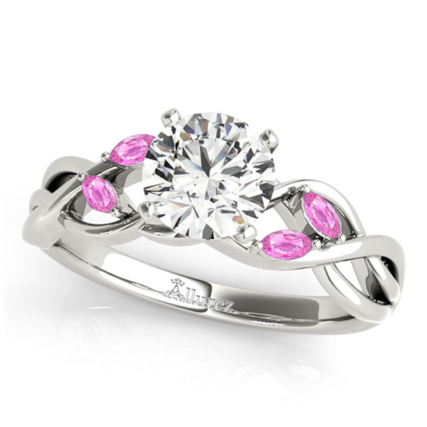 Twisted Round Pink Sapphires & Diamonds Bridal Sets Platinum (1.73ct)
