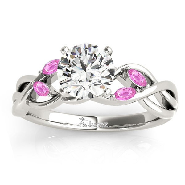 Marquise Pink Sapphire & Diamond Bridal Set Setting Platinum (0.43ct)