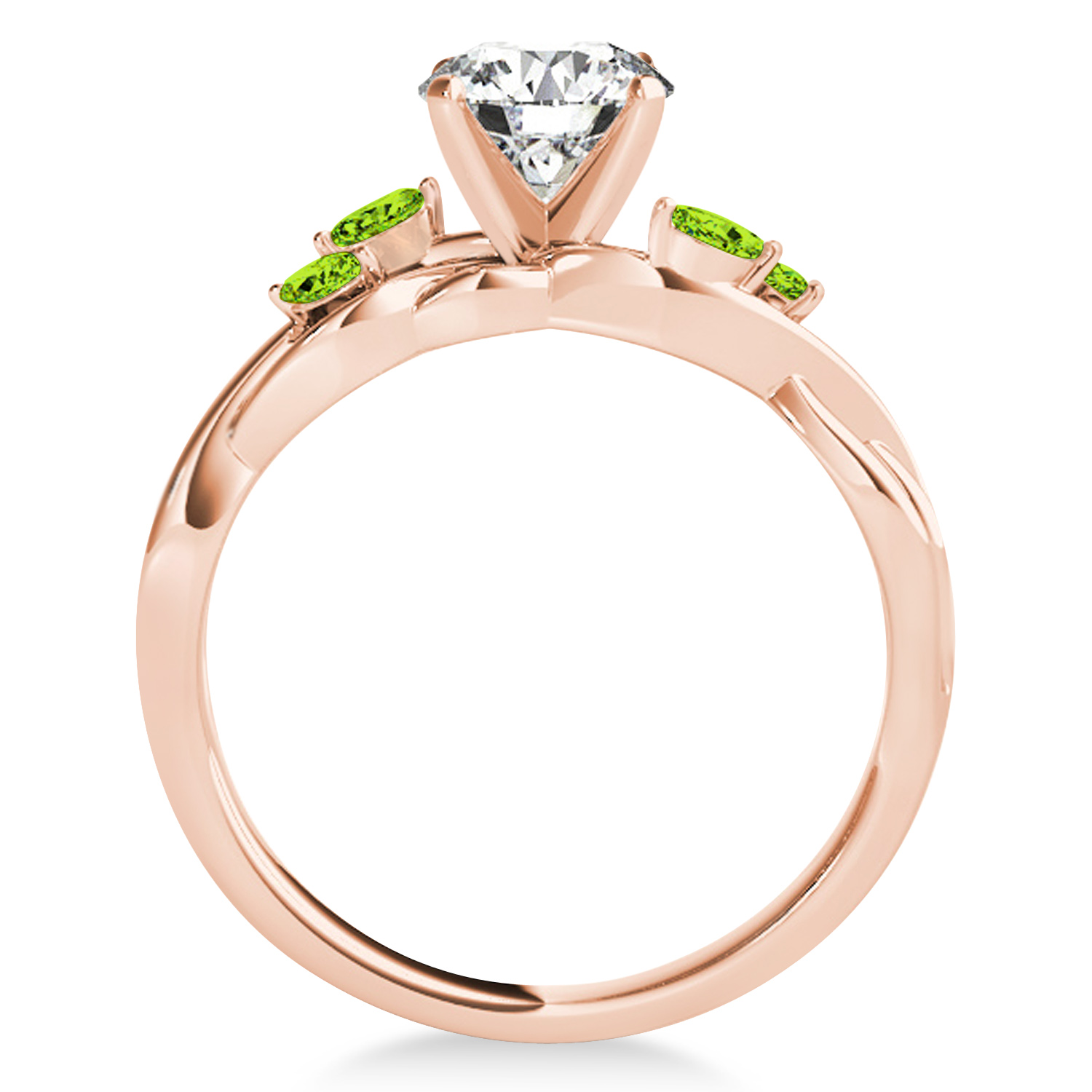 Marquise Peridot & Diamond Bridal Set Setting 18k Rose Gold (0.43ct)