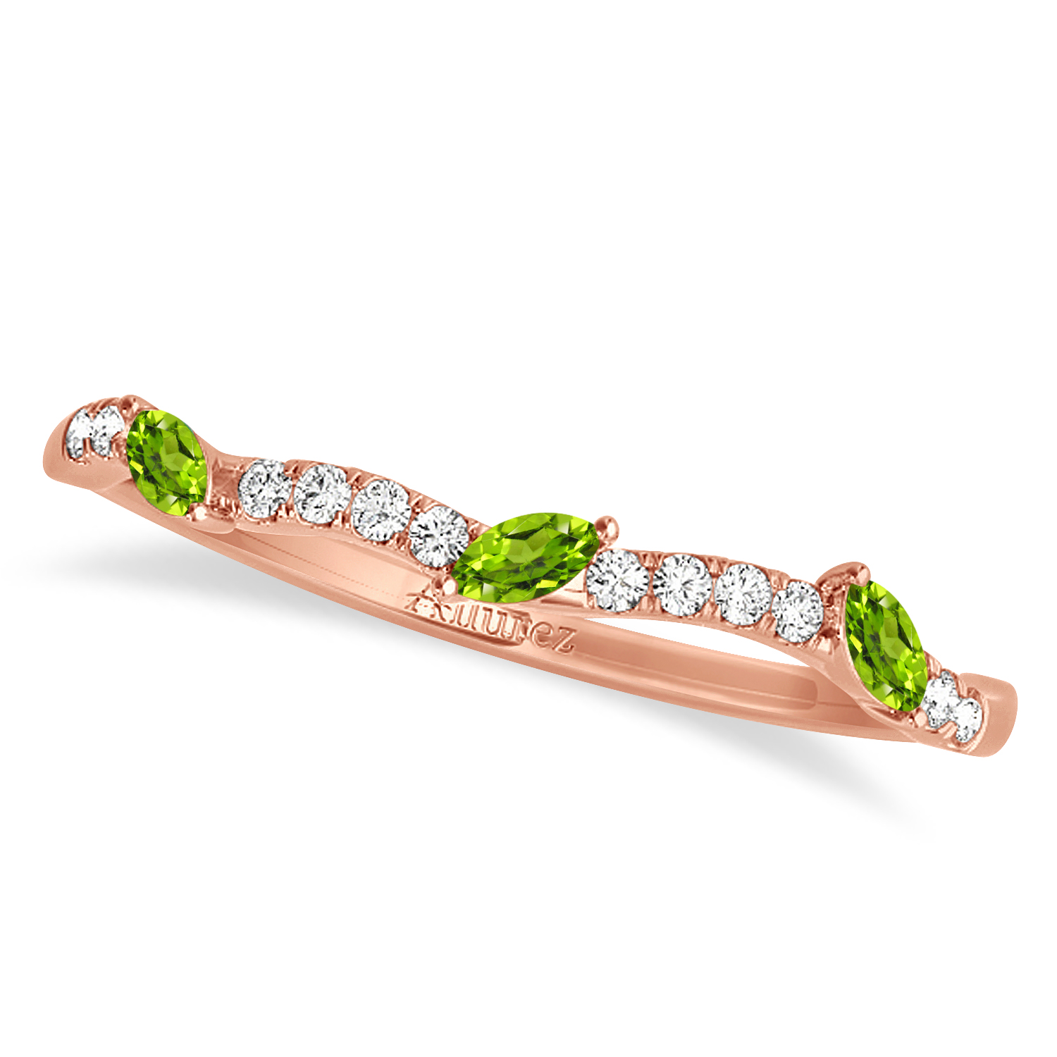 Marquise Peridot & Diamond Bridal Set Setting 18k Rose Gold (0.43ct)