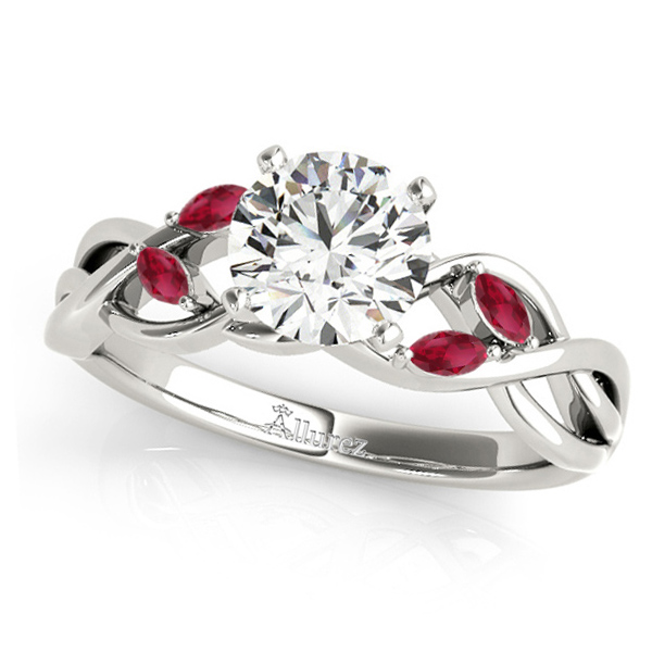 Twisted Round Rubies & Moissanites Bridal Sets 14k White Gold (1.23ct)