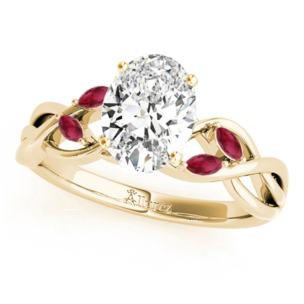 Twisted Oval Rubies & Diamonds Bridal Sets 14k Yellow Gold (1.23ct)
