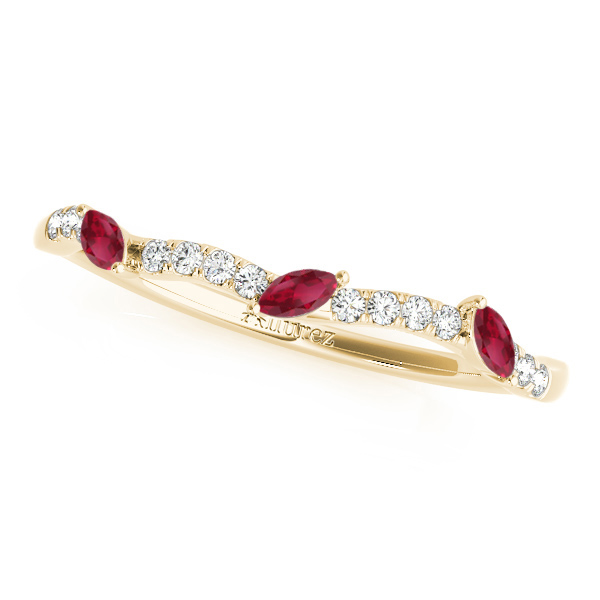 Twisted Round Rubies & Diamonds Bridal Sets 14k Yellow Gold (1.23ct)