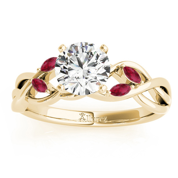 Marquise Ruby & Diamond Bridal Set Setting 14k Yellow Gold (0.43ct)