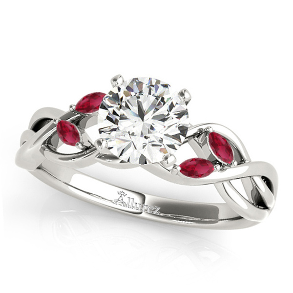 Twisted Round Rubies & Diamonds Bridal Sets 18k White Gold (1.23ct)