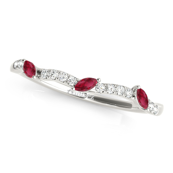 Twisted Round Rubies & Diamonds Bridal Sets 18k White Gold (1.23ct)