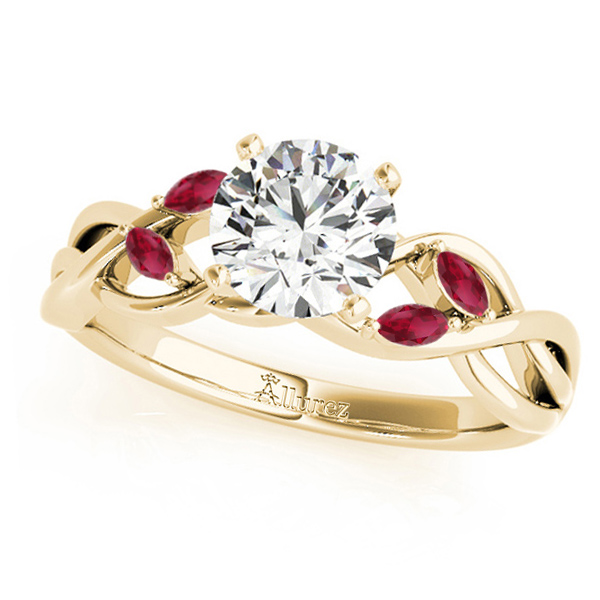 Twisted Round Rubies & Moissanites Bridal Sets 18k Yellow Gold (0.73ct)