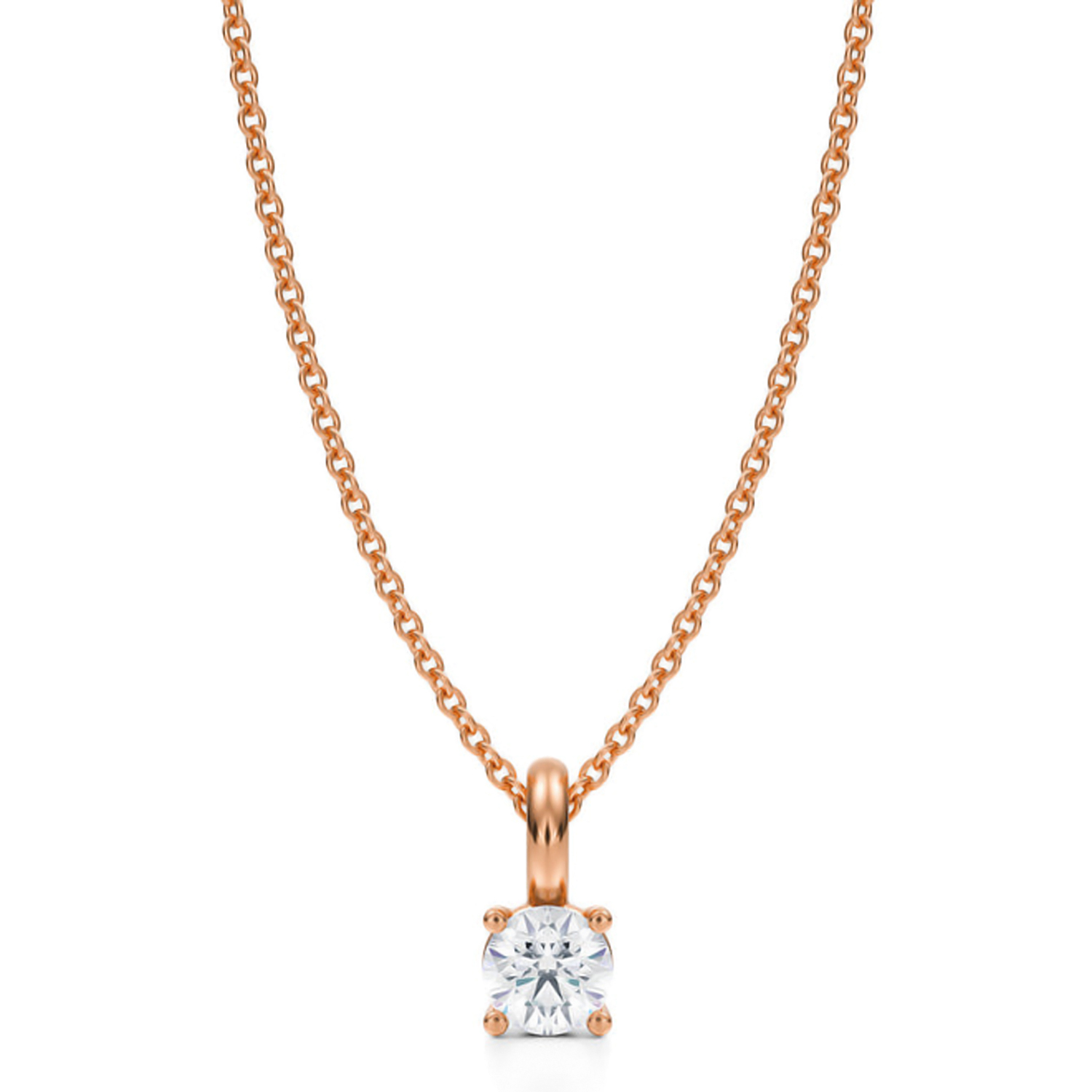 Round Lab Diamond 4-Prong Necklace 14K Rose Gold (0.33ct)