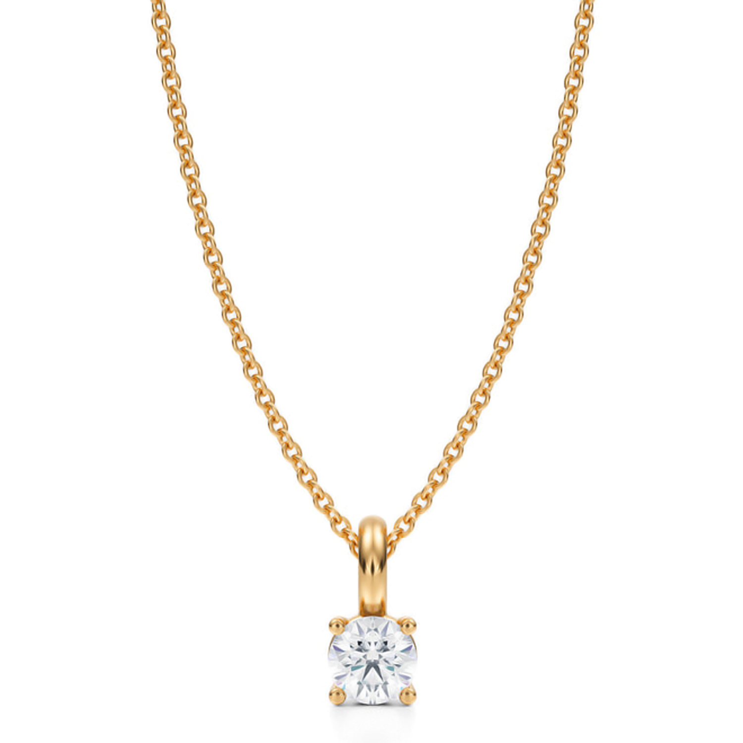 Round Lab Diamond 4-Prong Necklace 14K Yellow Gold (0.33ct)