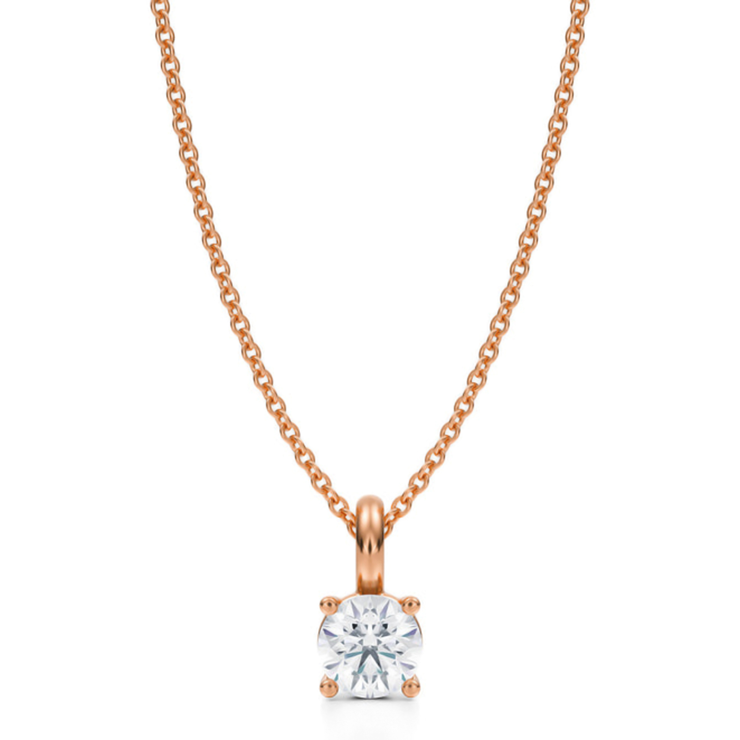 Round Lab Diamond 4-Prong Necklace 14K Rose Gold (0.50ct)