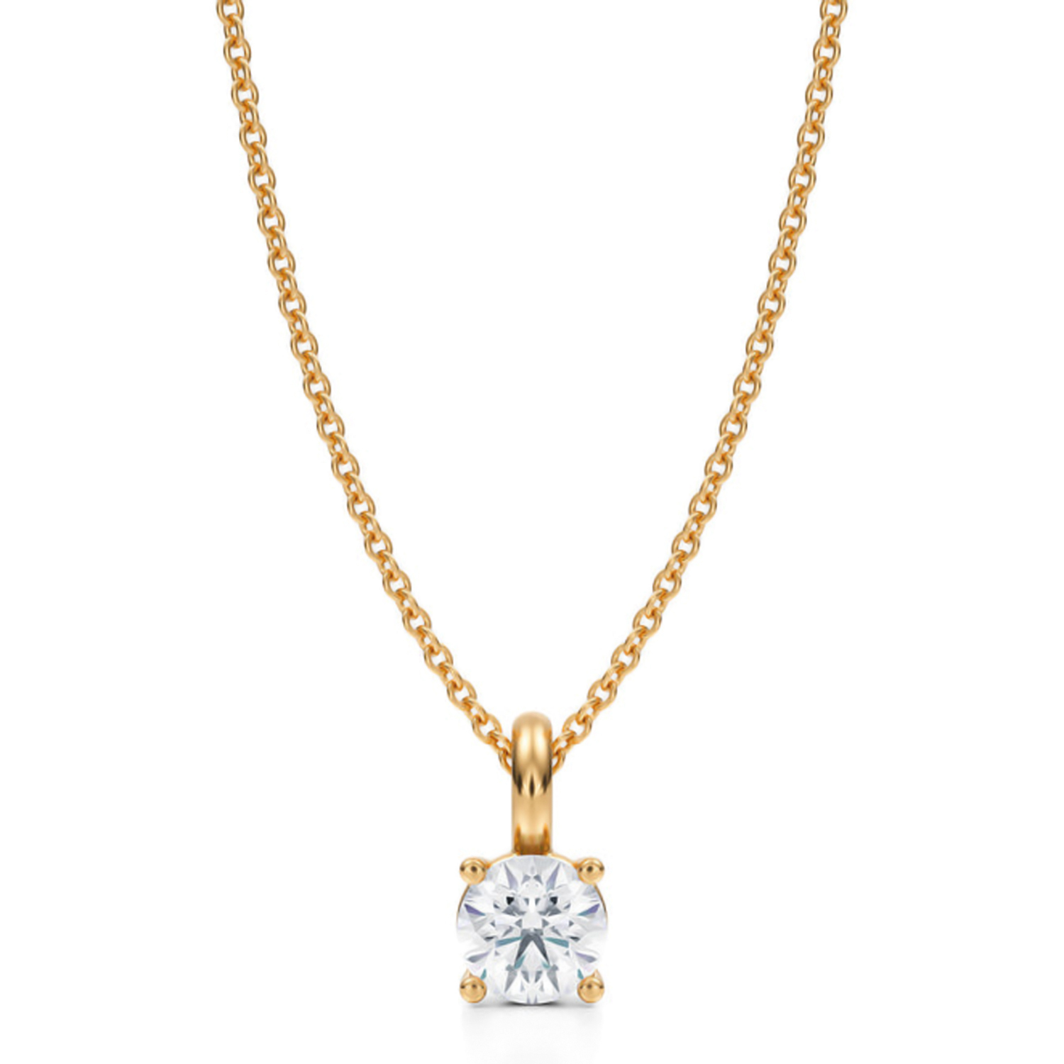Round Lab Diamond 4-Prong Necklace 14K Yellow Gold (0.50ct)