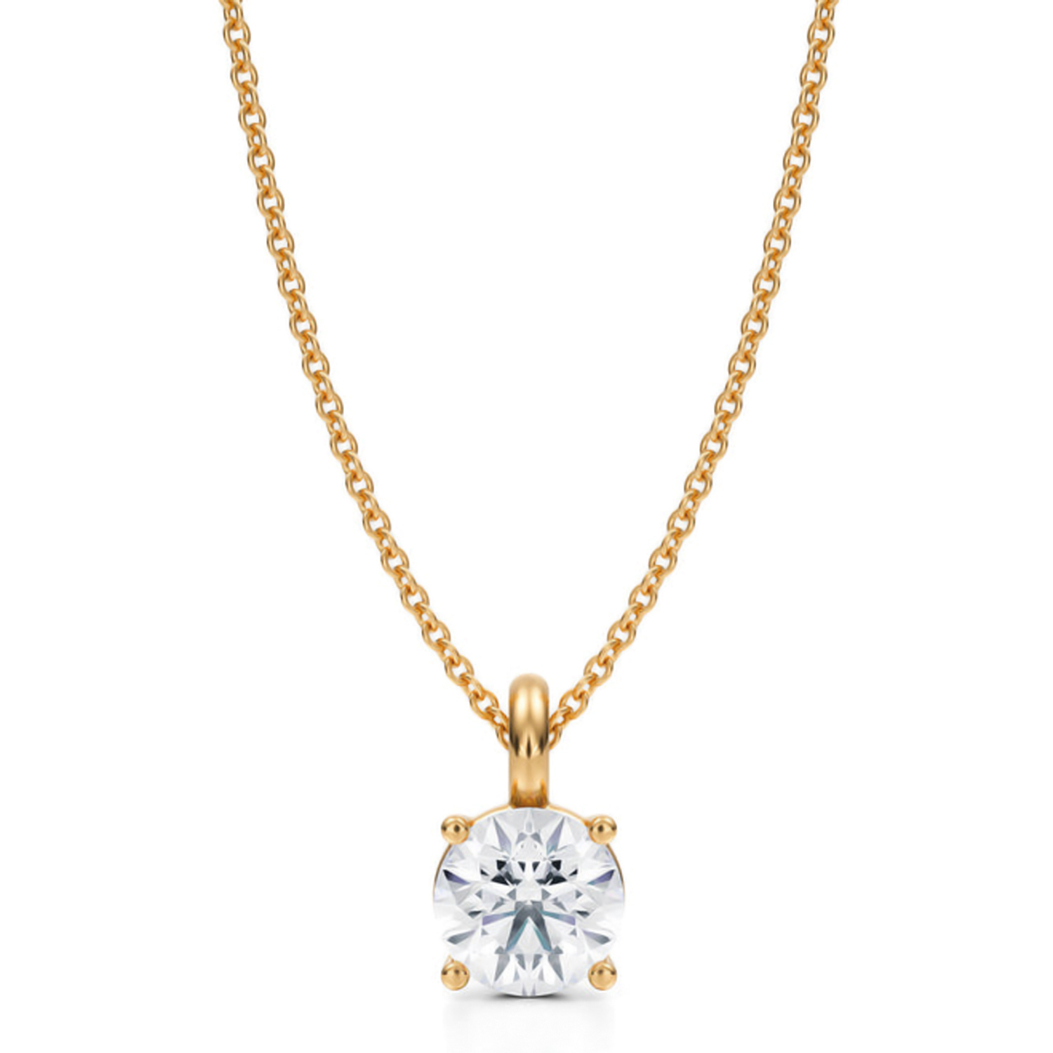 Round Lab Diamond 4-Prong Necklace 14K Yellow Gold (1.00ct)