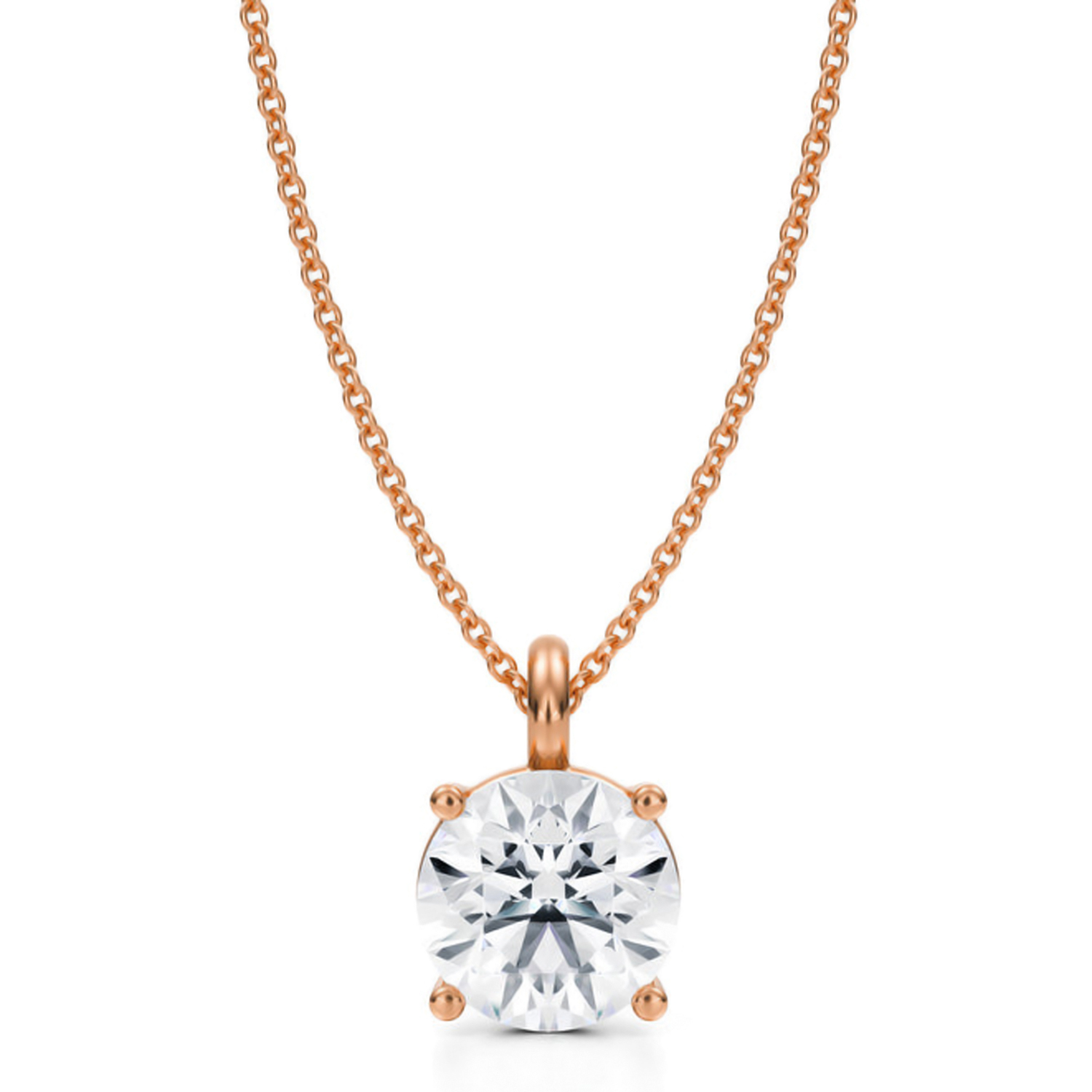 Round Lab Diamond 4-Prong Necklace 14K Rose Gold (2.50ct)