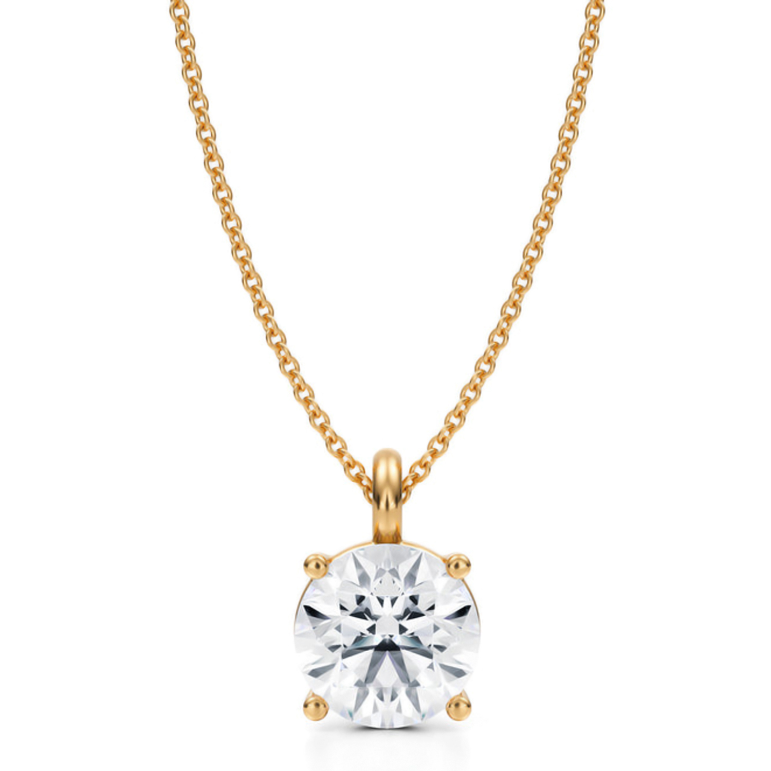 Round Lab Diamond 4-Prong Necklace 14K Yellow Gold (2.50ct)