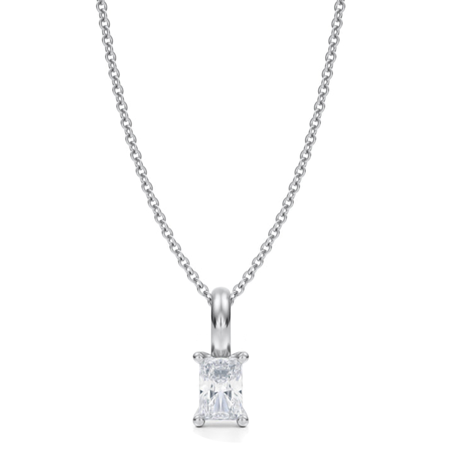 Radiant Lab Diamond 4-Prong Necklace 14K White Gold (0.25ct)
