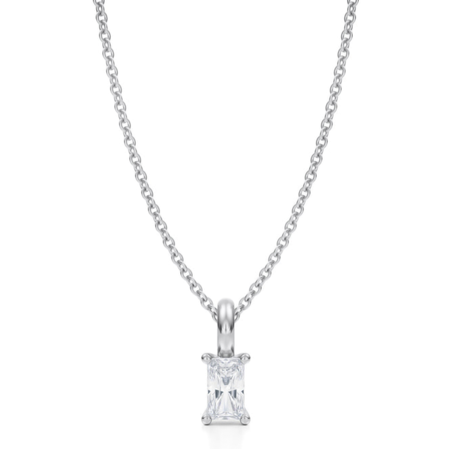 Radiant Lab Diamond 4-Prong Necklace 14K White Gold (0.33ct)