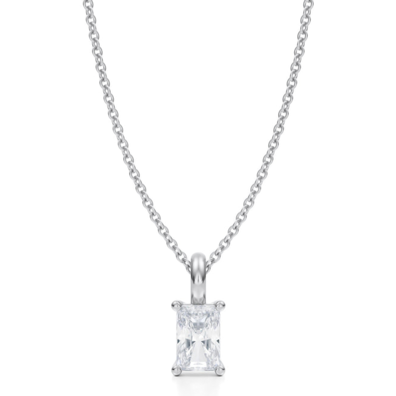 Radiant Lab Diamond 4-Prong Necklace 14K White Gold (0.50ct)