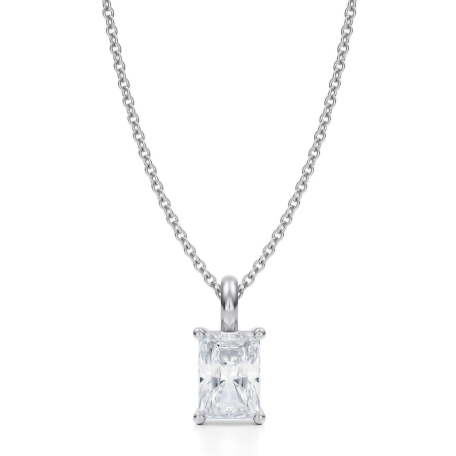 Radiant Lab Diamond 4-Prong Necklace 14K White Gold (0.75ct)