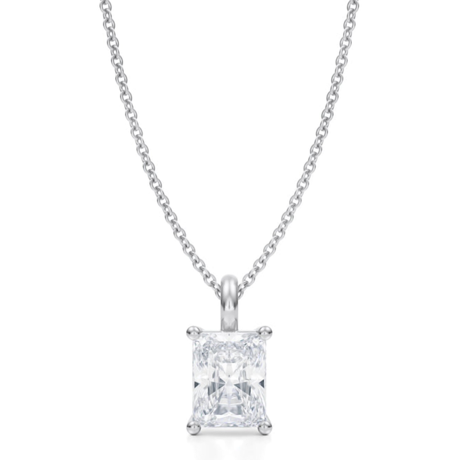 Radiant Lab Diamond 4-Prong Necklace 14K White Gold (1.00ct)