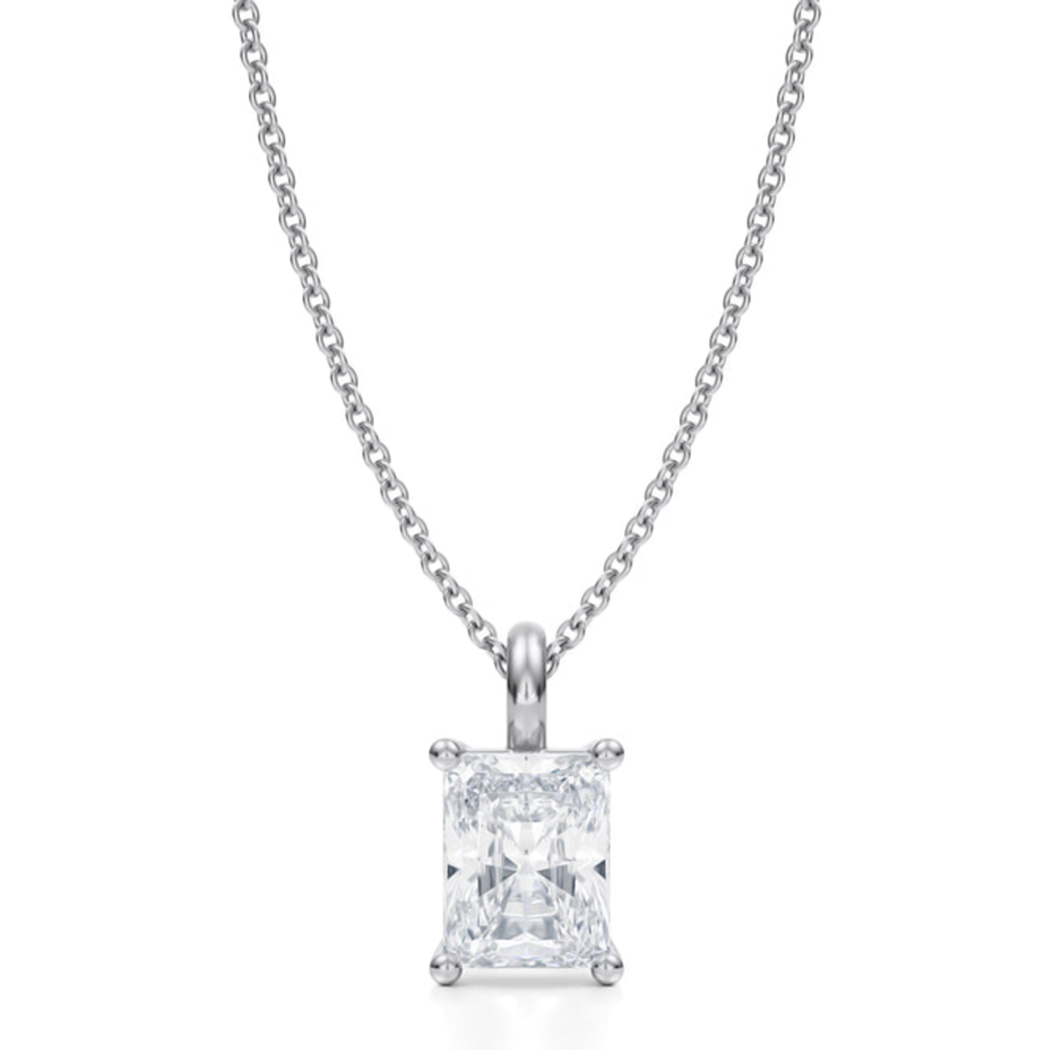 Radiant Lab Diamond 4-Prong Necklace 14K White Gold (1.50ct)