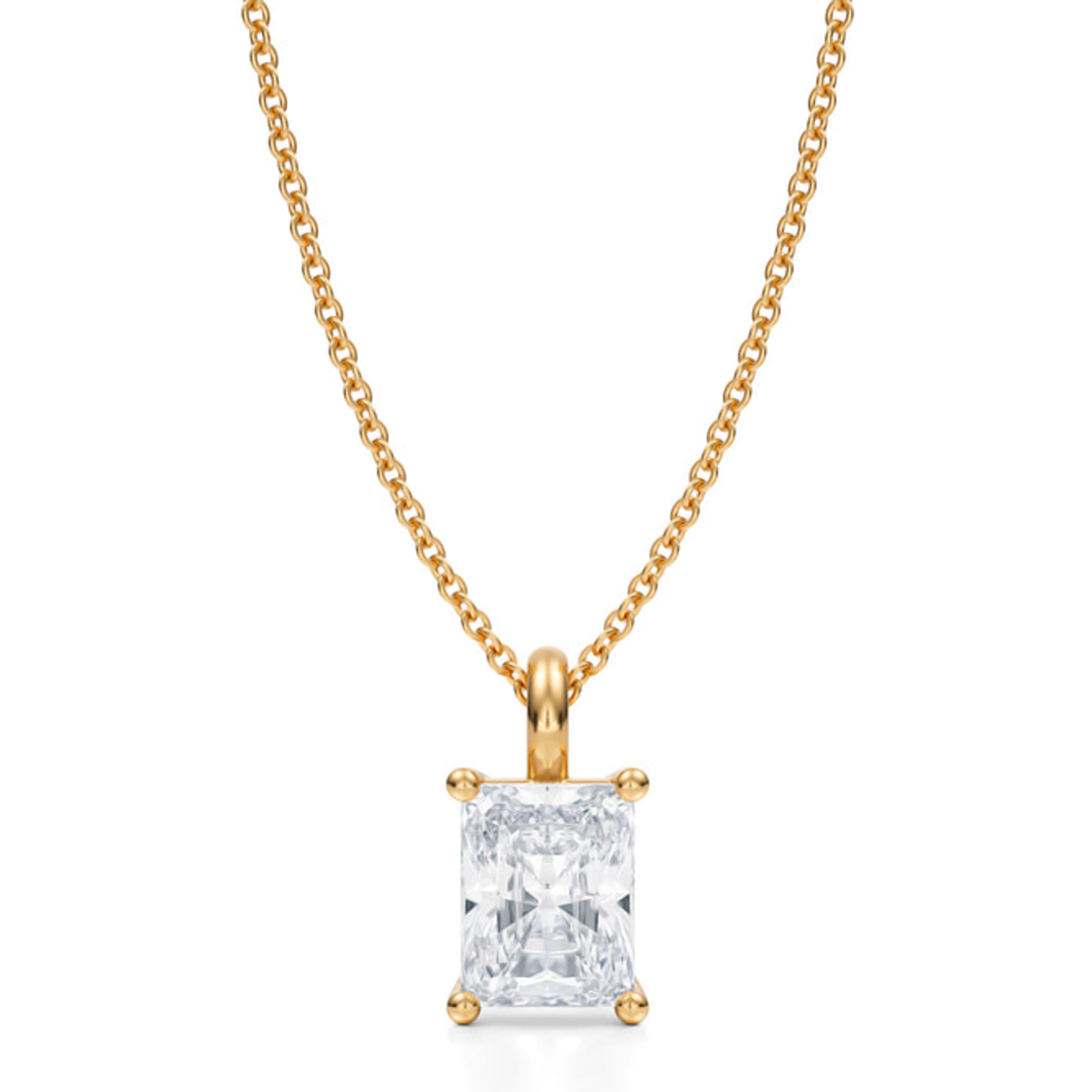 Radiant Lab Diamond 4-Prong Necklace 14K Yellow Gold (1.50ct)