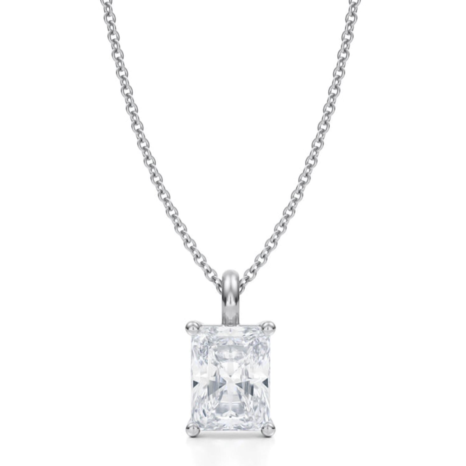 Radiant Lab Diamond 4-Prong Necklace 14K White Gold (2.00ct)
