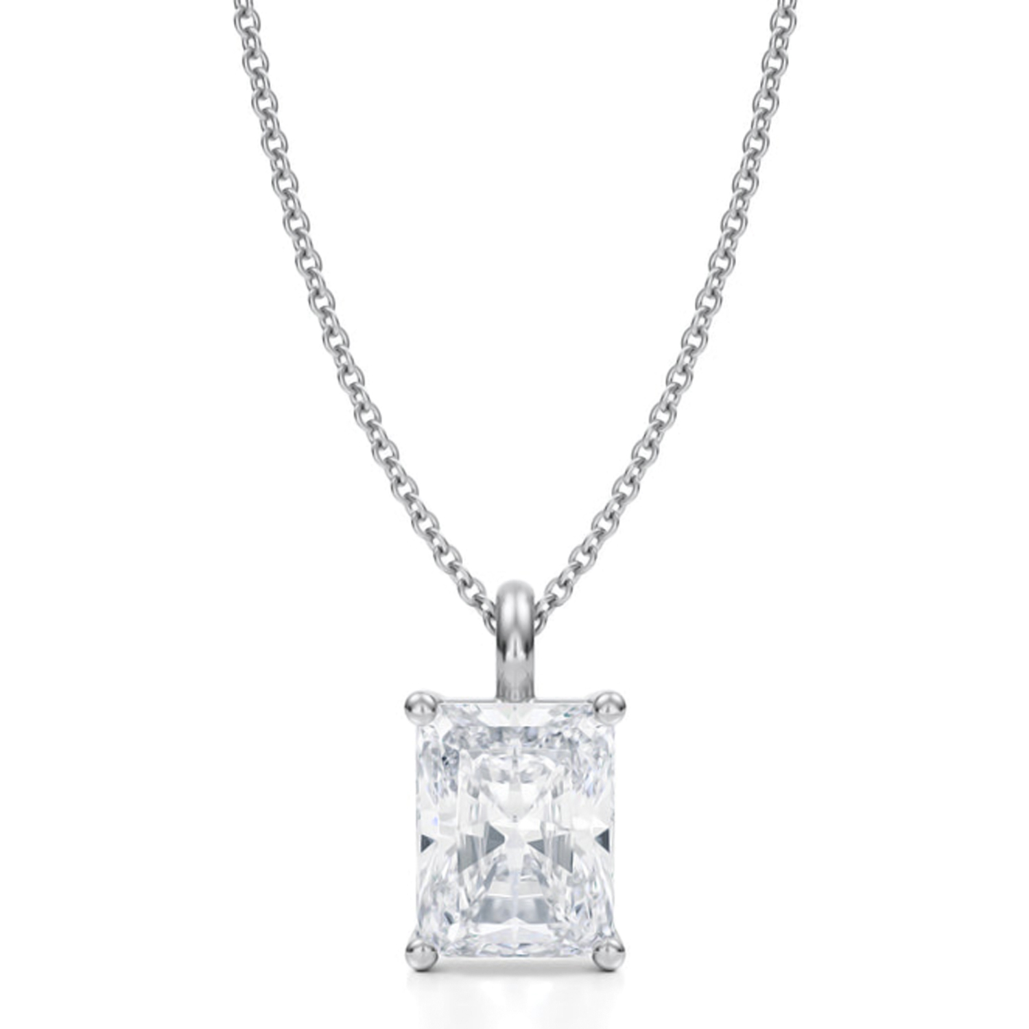 Radiant Lab Diamond 4-Prong Necklace 14K White Gold (2.50ct)