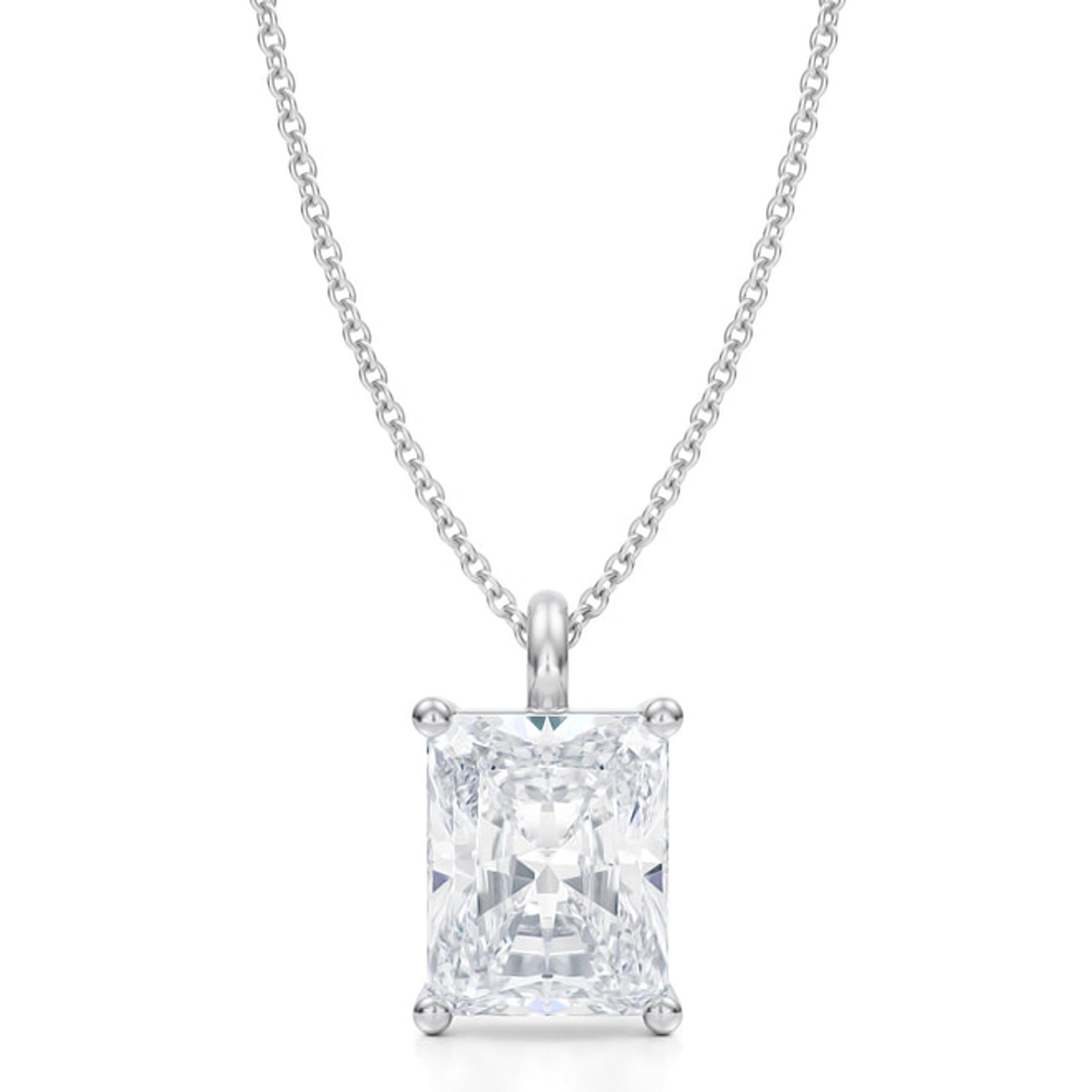 Radiant Lab Diamond 4-Prong Necklace 14K White Gold (3.50ct)