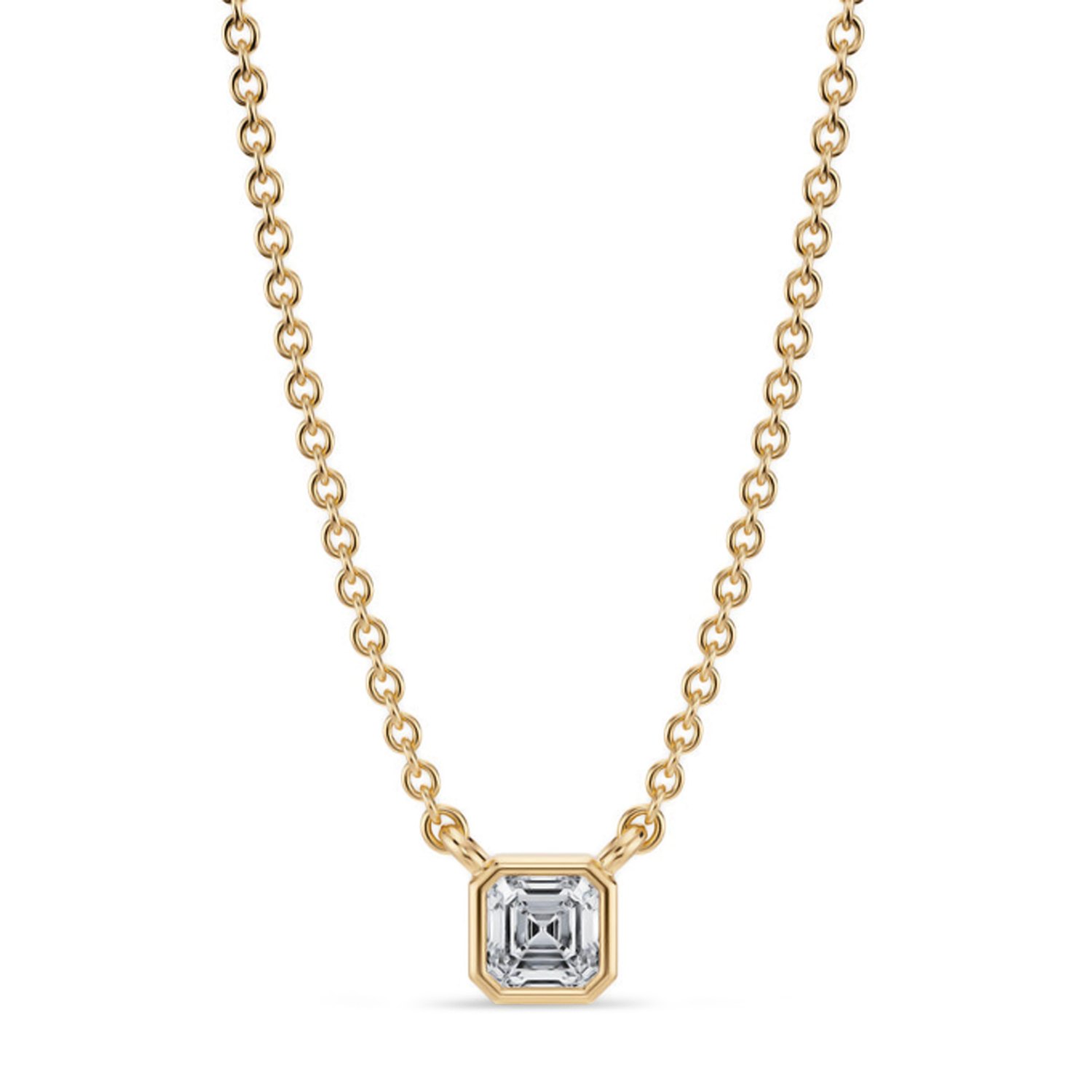 Asscher Lab Diamond Pendant Necklace 14K Yellow Gold (0.25ct)