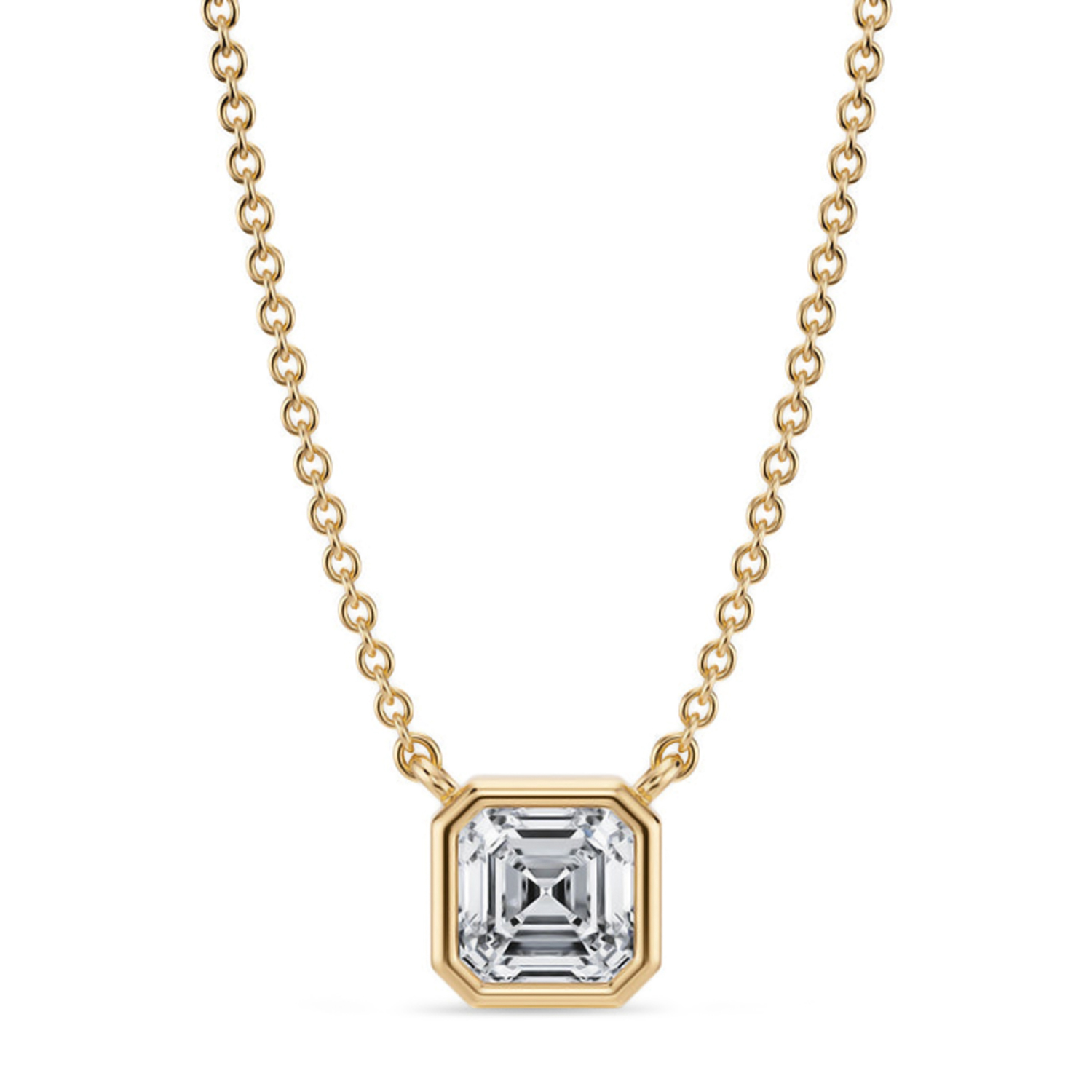 Asscher Lab Diamond Solitaire Pendant Necklace 14K Yellow Gold (0.75ct)