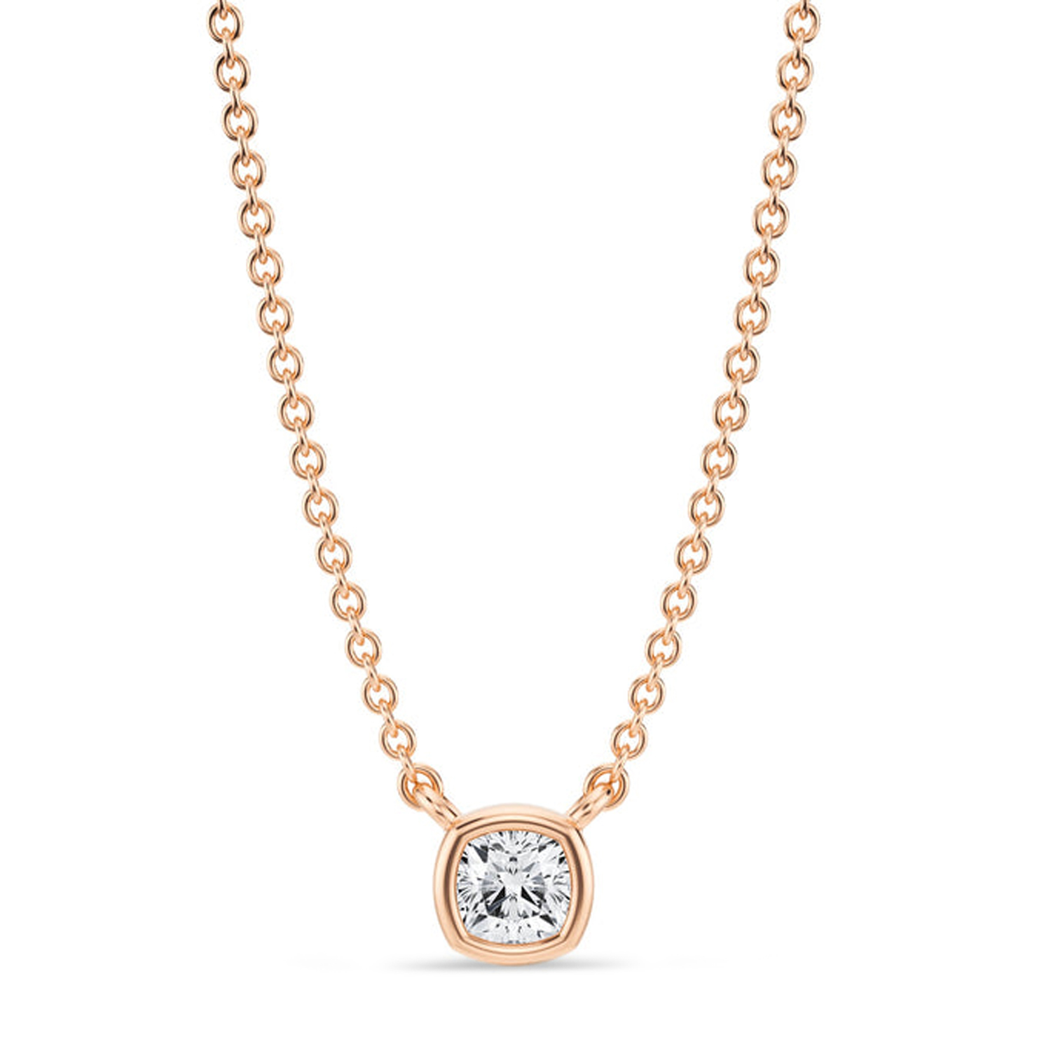 Cushion Lab Diamond Pendant Necklace 14K Rose Gold (0.25ct)