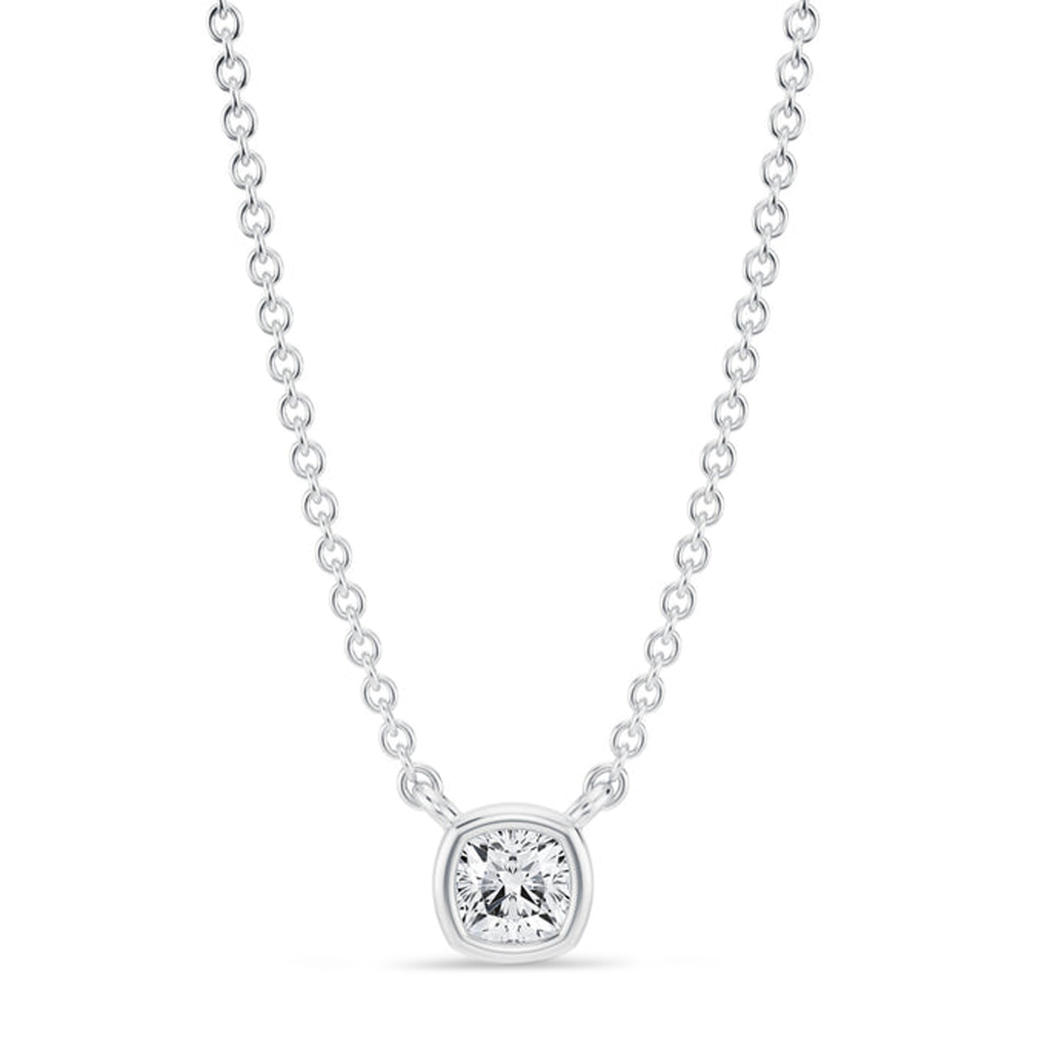 Cushion Lab Diamond Pendant Necklace 14K White Gold (0.25ct)