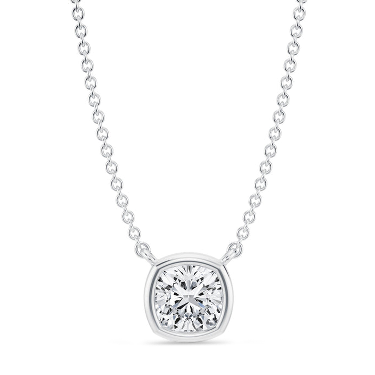 Cushion Lab Diamond Pendant Necklace 14K White Gold (1.00ct)