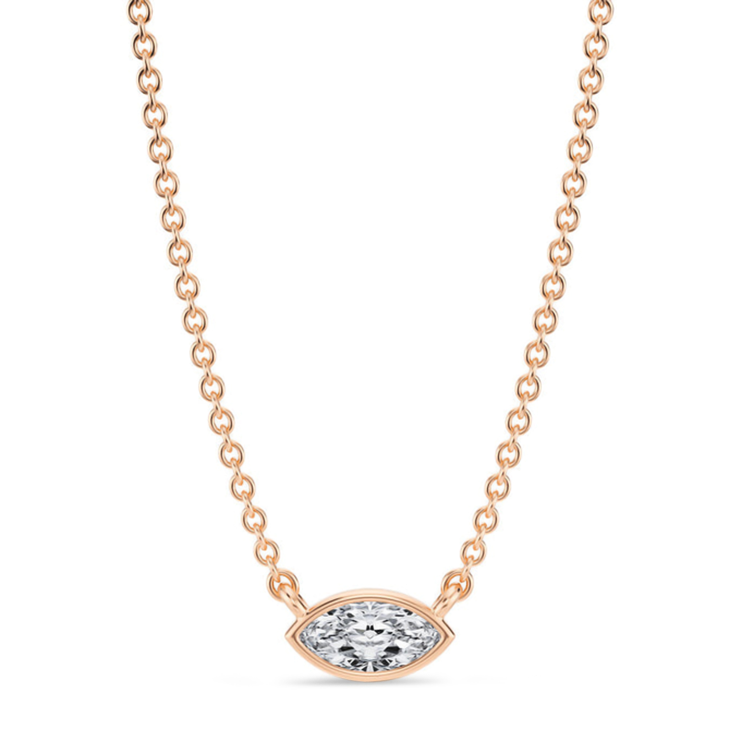 Marquise Lab Diamond Pendant Necklace 14K Rose Gold (0.25ct)
