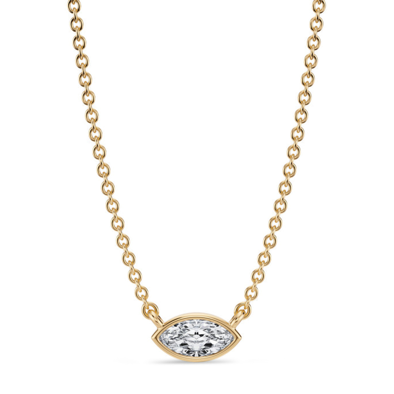 Marquise Lab Diamond Pendant Necklace 14K Yellow Gold (0.25ct)
