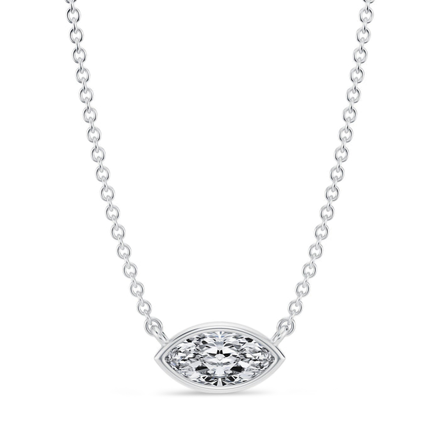 Marquise Lab Diamond Pendant Necklace 14K White Gold (0.50ct)