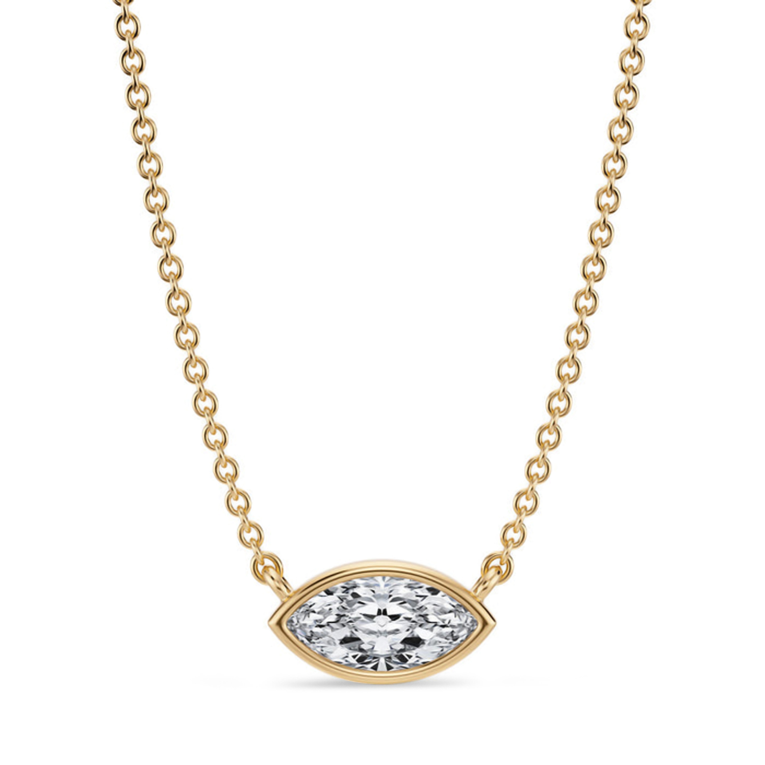 Marquise Lab Diamond Solitaire Pendant Necklace 14K Yellow Gold (0.50ct)