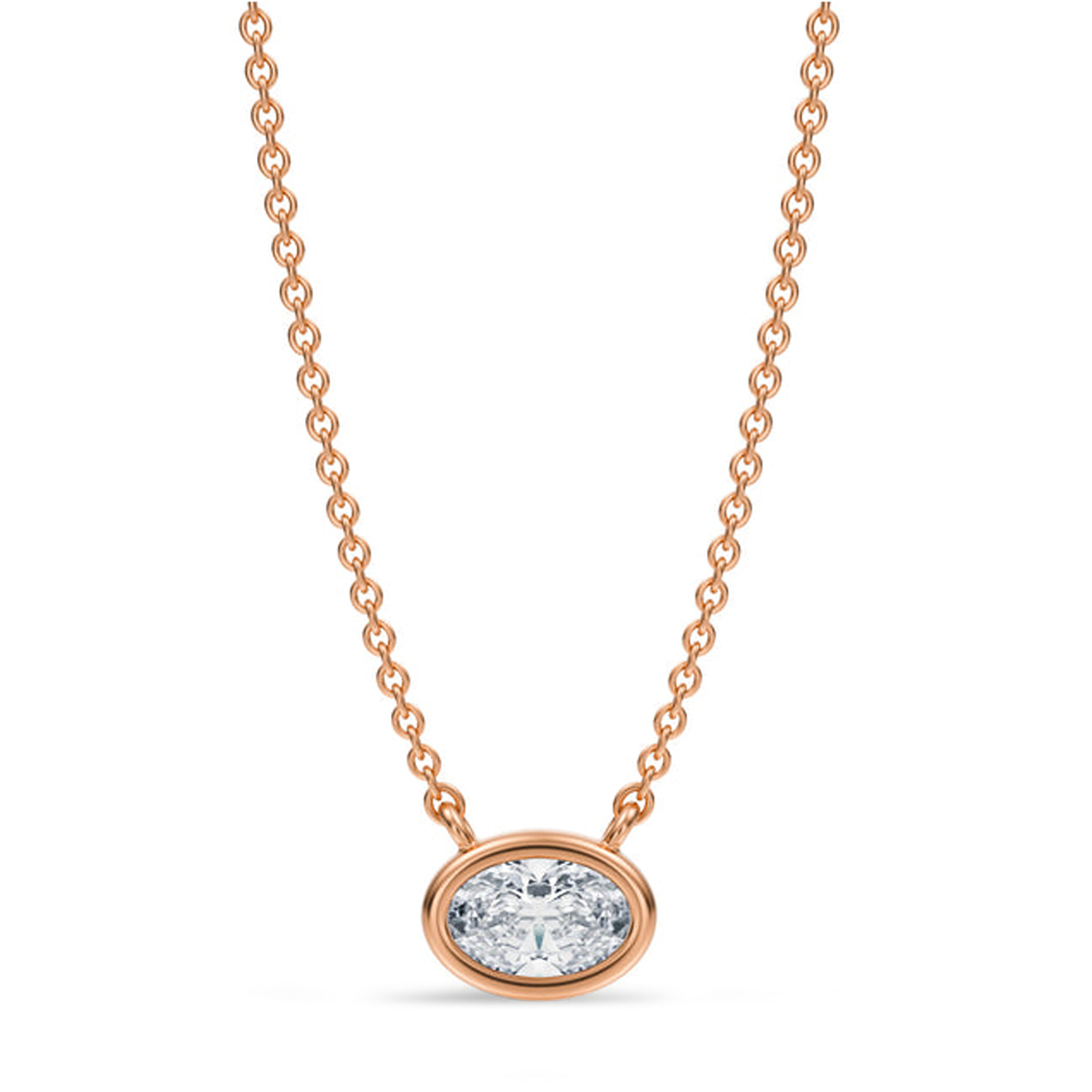 Oval Lab Diamond Pendant Necklace 14K Rose Gold (0.50ct)